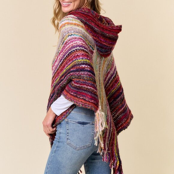 ON BLUE Pink & Ruby Hooded Poncho - Picture 11 of 13